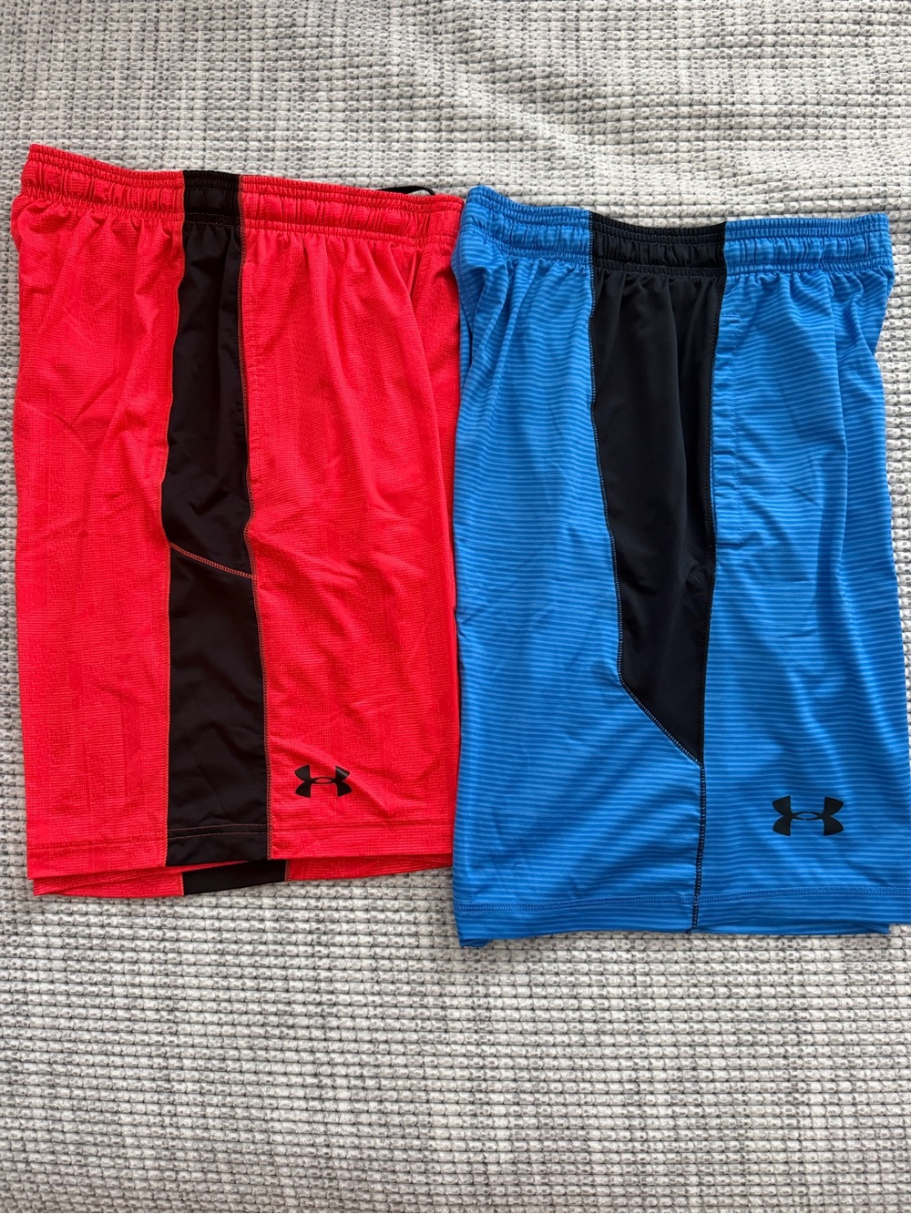 Under Armour Men’s Athletic Shorts - Red & Blue & Gray - 3 shorts.